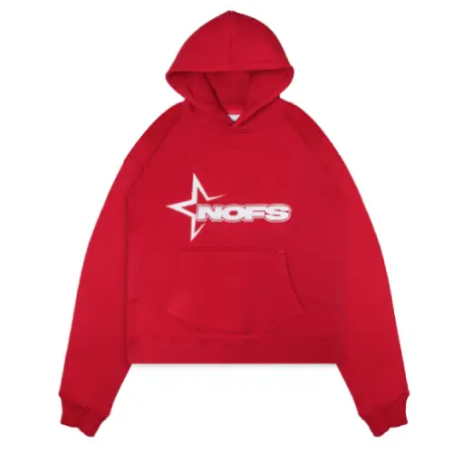 White And Red NOFS Logo Hoodie