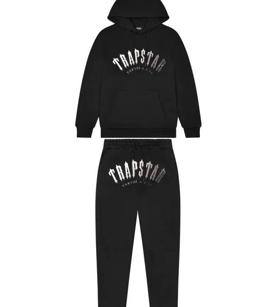 Irongate Arch Its A Secret hooded Gel Tracksuit Black White